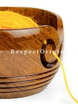 Buy Rosewood Crafted Wooden Yarn Storage Bowl with Decorative Rings At RespectOrigins.com