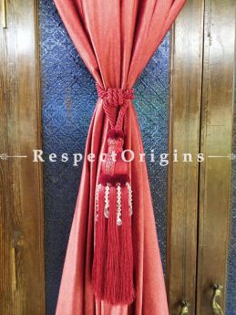 Red Silken Curtain Tie-back Pair; 25 x 2 Inches-Mu-50171-70375