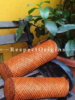 Buy Handcrafted Cylindrical Shape Brown Diwan Cushion; Screw Pine Leaf; Brown; Ecofriendly; Set of 2 At RespectOrigins.com