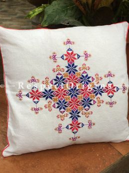 Buy Vibrant Square Cushion Cover; Cotton; Soof Embroidery; Set of 3 At RespectOrigins.com