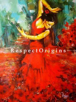 Dancing Lady In Red;Painting - 24In x 36In Acrylic On Canvas