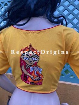 Designer Mix n Match One-of-a-kind Bengali Embroidered Choli Blouse in Yellow; Size 40; RespectOrigins.com