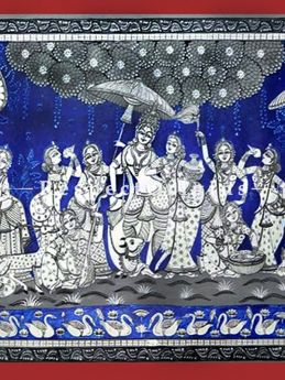 Buy Dance of Devotion Pattachitra Katha Dance of Devotion Pattachitra Painting Canvas Large Horizontal Folk Art of Odisha 24x40; RespectOrigins.com