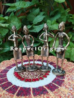 Tribal Dhokra Art Musicians Set of 4 Brass; 6 Inches; RespectOrigins.com