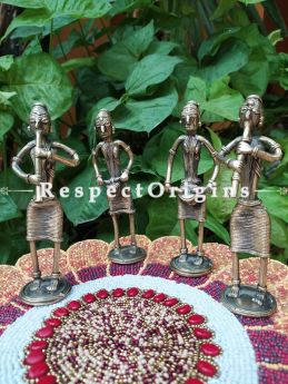 Tribal Dhokra Art Musicians Set of 4 Brass; 6 Inches; RespectOrigins.com