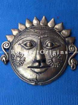 Hand Casted Dhokra Tribal Mask Wall Hanging; 6 Inches; RespectOrigins.com