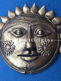 Hand Casted Dhokra Tribal Mask Wall Hanging; 6 Inches; RespectOrigins.com
