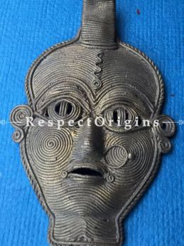 Hand Casted Dhokra Tribal Mask Wall Art; H6xW4.5 Inches; RespectOrigins.com