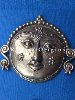 Dhokra Tribal Woman Mask Hand Casted Wall Hanging; 6 Inches; RespectOrigins.com
