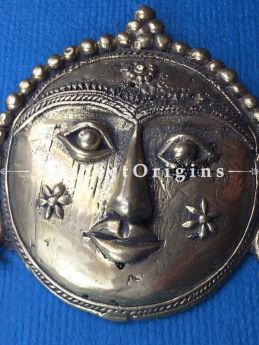 Dhokra Tribal Woman Mask Hand Casted Wall Hanging; 6 Inches; RespectOrigins.com
