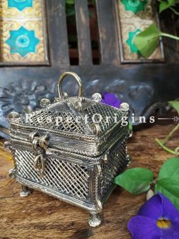 Treasure Collectible Jaali Filigree-work Box Dhokra Gift; RespectOrigins.com