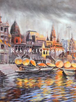 Divine Varanasi ; Acrylic on Canvas ; 30X20 In ; Horizontal Painting|RespectOrigins.com