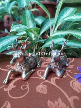 Tribal Dhokra Art Antelope Set of 2 Brass; 4 Inches; RespectOrigins.com