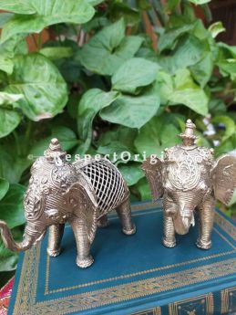 Tribal Dhokra Art Figurine set of 2 Brass; 4 Inches; RespectOrigins.com