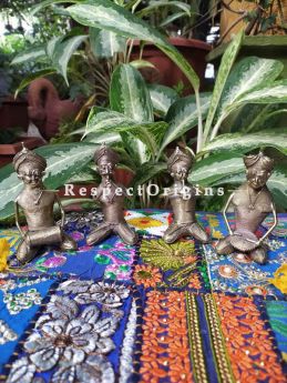 Tribal Dhokra Art Musicians Set of 4 Brass; 5 Inches; RespectOrigins.com