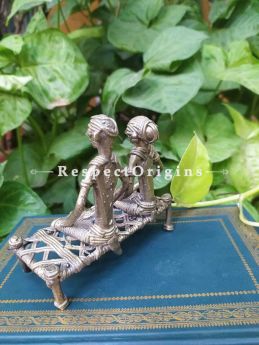 Tribal Dhokra Art Couple on a Bench Brass; 5 Inches; RespectOrigins.com