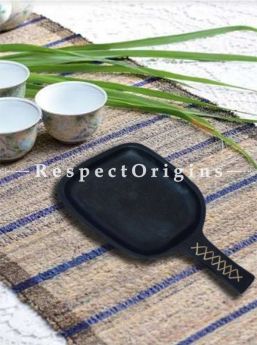 Buy Dry Starter Frying Clay Pan With Handle: Handcrafted Longpi Manipuri Black Pottery; 11.5 in; Chemical Free At RespectOrigins.com
