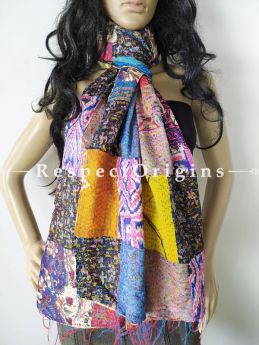 Kantha Stitch Patchwork Silk Multicoloured Stoles; Length 80 x width 20 Inches; RespectOrigins.com