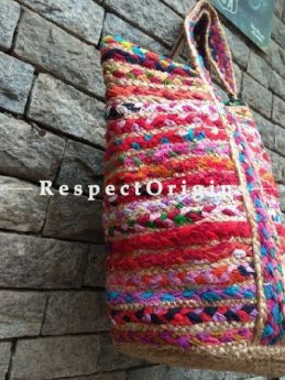 Eco-friendly Hand Braided Natural Jute Cotton Chindi Bags for Women; RespectOrigins