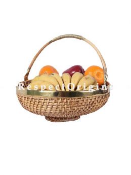 Buy Ecofriendly handwoven Rattan Cane Fruit Basket with brass Trim and handle. 4x12 inches|RespectOrigins