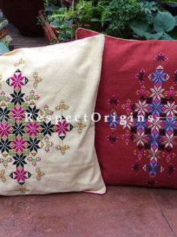 Buy Striking Square Cushion Cover; Cotton; Soof Embroidery; Set of 2 At RespectOrigins.com