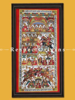 Vertical  Folk Art of Rajasthan; Phad Scroll Painting 15x30