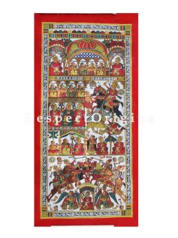 Buy Vertical Folk Art of Rajasthan.Pabbuji ki Phad Scroll Painting 15x30;RespectOrigins.com