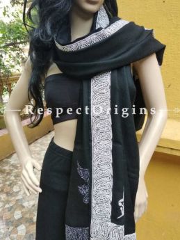 Buy Formal Black Pashmina Shawl Tilla Silver Embroidery, 80x36 in At RespectOriigns.com