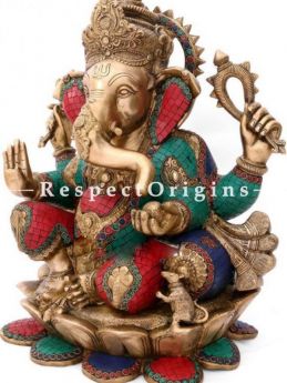 Buy Vibrant Handcrafted Lord Ganesha Brass Statue; 22 inch At RespectOrigins.com