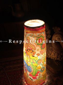 Buy Ganesh Dancing Painted Cylindrical Leather Lampshade;  25 in At RespectOrigins.com