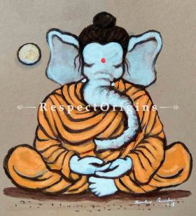 Ganapati; Ganesha Painting; Acrylic Color On Paper; 8x8 in