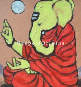 Buy Gauriputra - Ganesha Painting - Acrylic Color On Paper - 8 X 8 At RespectOrigins.com