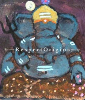 Buy Lambodara - Ganesha Painting - Acrylic Color On Paper - 8 X 8 At RespectOrigins.com
