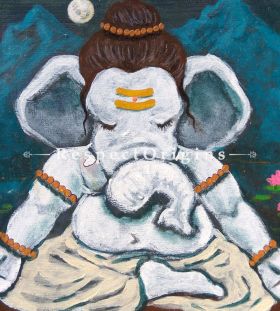 Buy Devavrata - Ganesha Painting - Acrylic Color On Paper - 8 X 8 At RespectOrigins.com