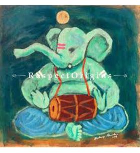 Gajanan; Ganesha Painting; Acrylic Color On Paper; 8x8 in