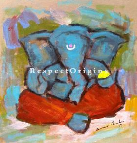 Kapila; Ganesha Painting; Acrylic Color On Paper; 8x8 in