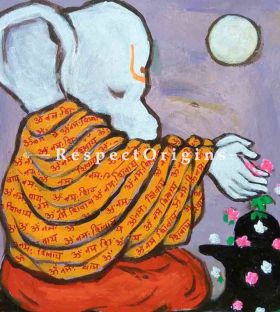Buy Avighna - Ganesha Painting - Acrylic Color On Paper - 8 X 8 At RespectOrigins.com