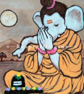 Buy Gaursuta - Ganesha Painting - Acrylic Color On Paper - 8 X 8 At RespectOrigins.com