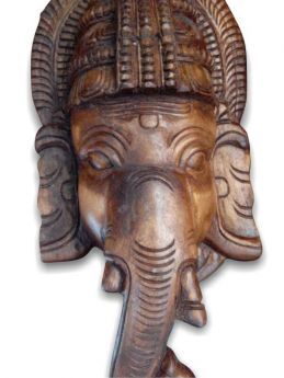 Buy Lord Ganesha Wooden Hand-carved Large Mask 12 Inches Online at RespectOrigins.com