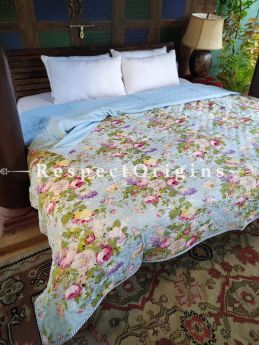 Gardenia Luxury Rich Cotton- filled Reversible King Comforter; Hand Block-printed; 105 x 87 Inches; RespectOrigins.com