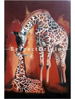 Giraffe  Painting - 24In x 36In. Oil On Canvas by Arti Vohra.