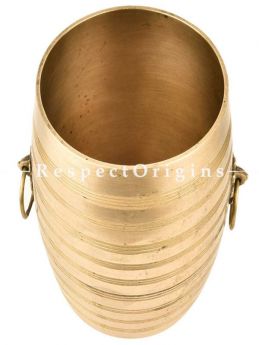 Buy Round Planter Striped Details Pot, Brass With Handles At RespectOrigins.com