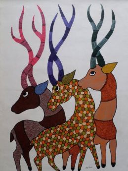 Deer Gond Painting ; 4*3 Ft; RespectOrigins.com