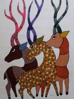Deer Gond Painting ; 4*3 Ft; RespectOrigins.com