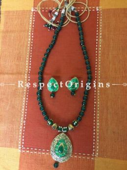 Green Beaded Jewellery Set; Silver, RespectOrigins.com