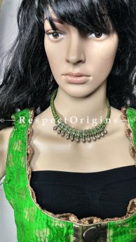 Elegant Green Thread n Silver Neckpiece, RespectOrigins.com