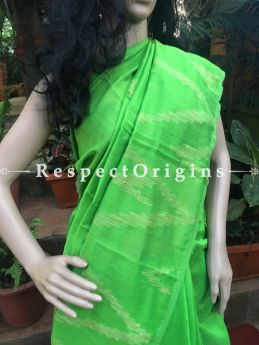 Green; Cotton; Handloom Saree, RespectOrigins.com