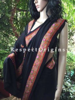 Buy Black Georgette kashmiri Saree; Aariwork Border at RespectOrigins.com