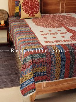 Buy Multicolored Applique Work Ethnic Double Bed cover; Cotton, 90x108 in At RespectOrigins.com
