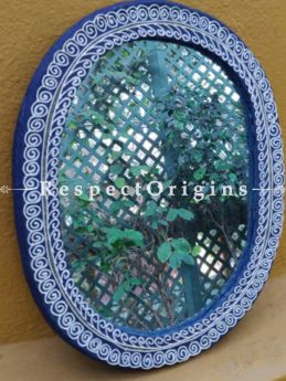 Buy Mirror; Traditional Aipan Motifs; Hand Painted; Oval At RespectOrigins.com